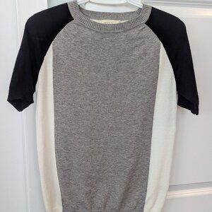 Roolee Crew Neck Short Sleeve Color Block Sweater